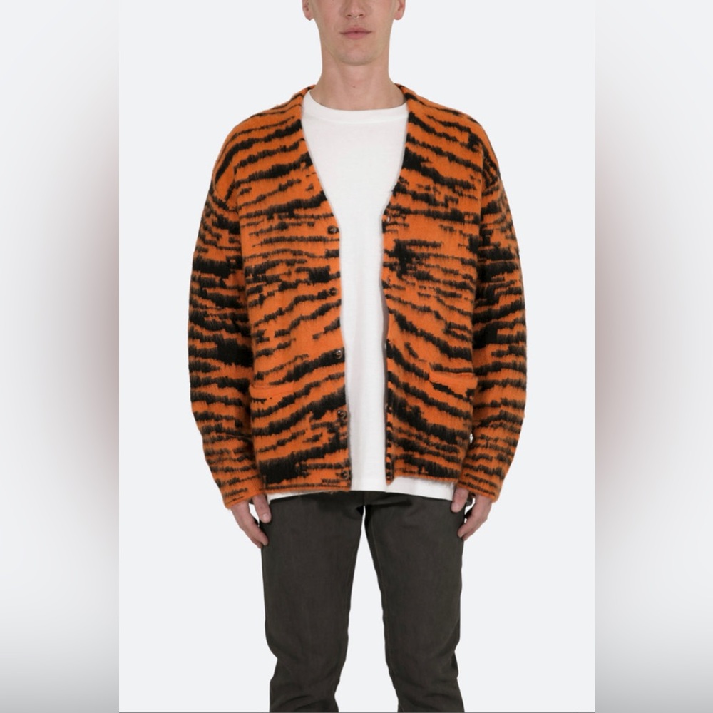 NEW Mnml Mohair Zebra Cardigan Sweater – Orange/Black NWT
